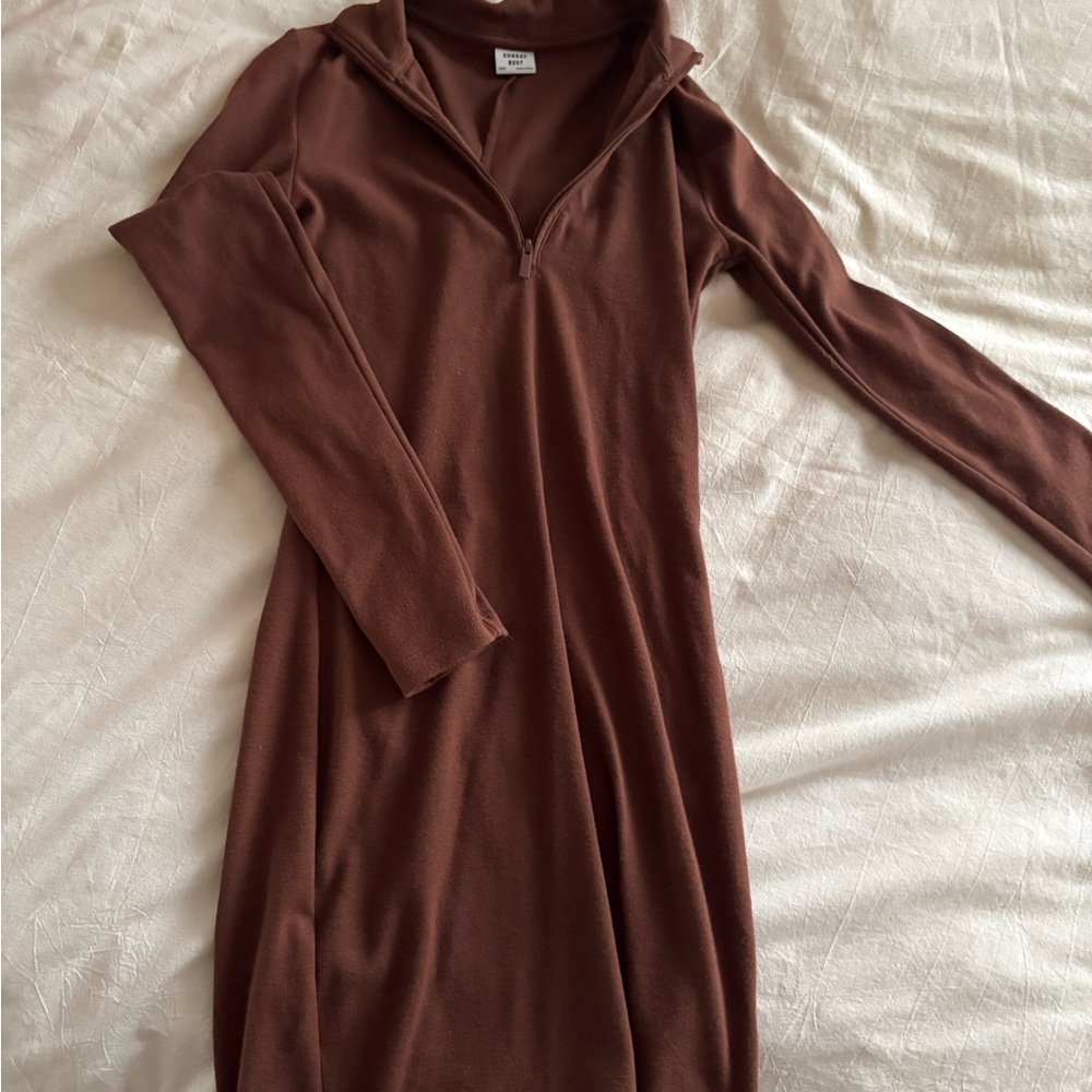 Elegant Brown Long Sleeve Dress